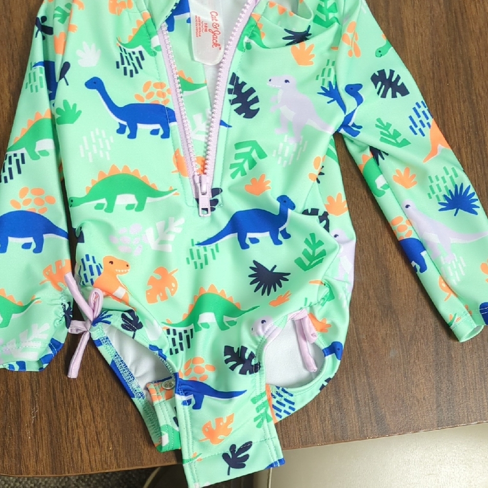 Cat & Jack Green Dinosaur Rashguard